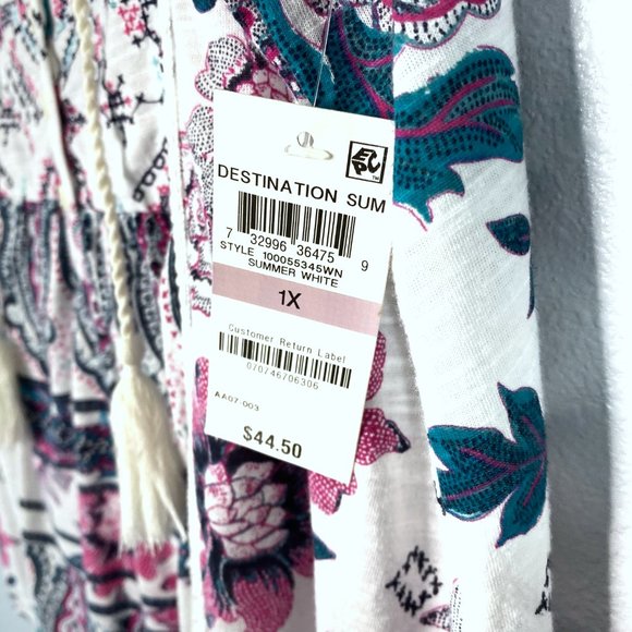 NWT STYLE & CO White Floral Sleeveless V Neck Top - Picture 3 of 5